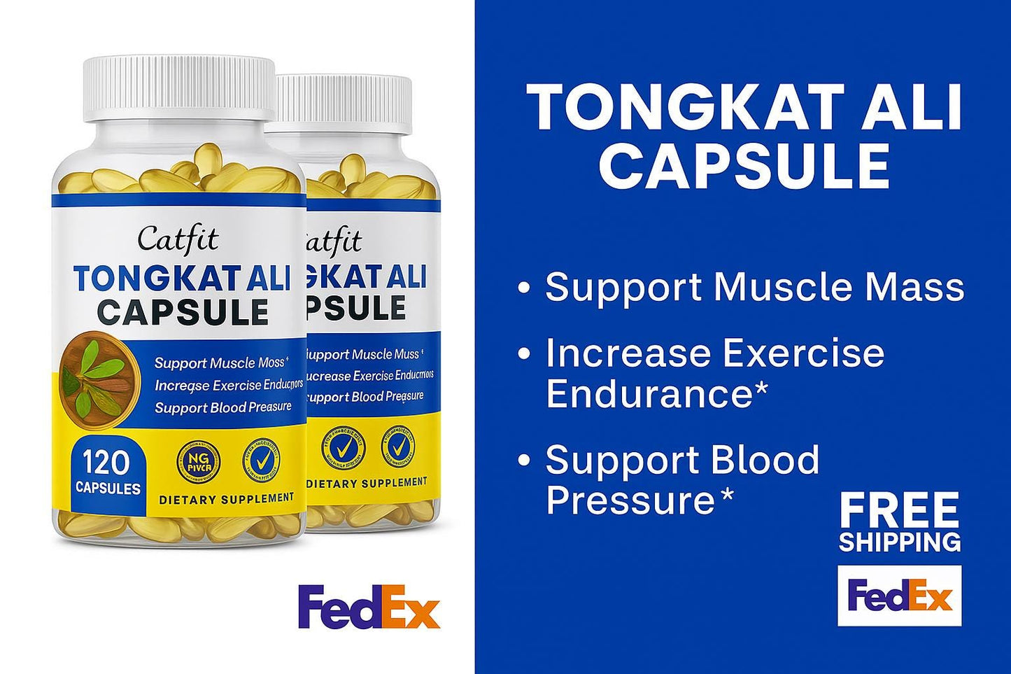 2 Bottles Tongkat Ali Capsules – 240 Count – Herbal Testosterone & Energy Booster – Natural Endurance Supplement