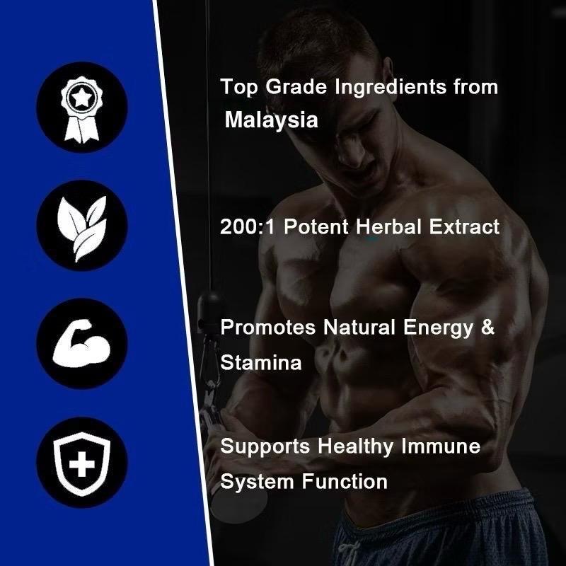 2 Bottles Tongkat Ali Capsules – 240 Count – Herbal Testosterone & Energy Booster – Natural Endurance Supplement