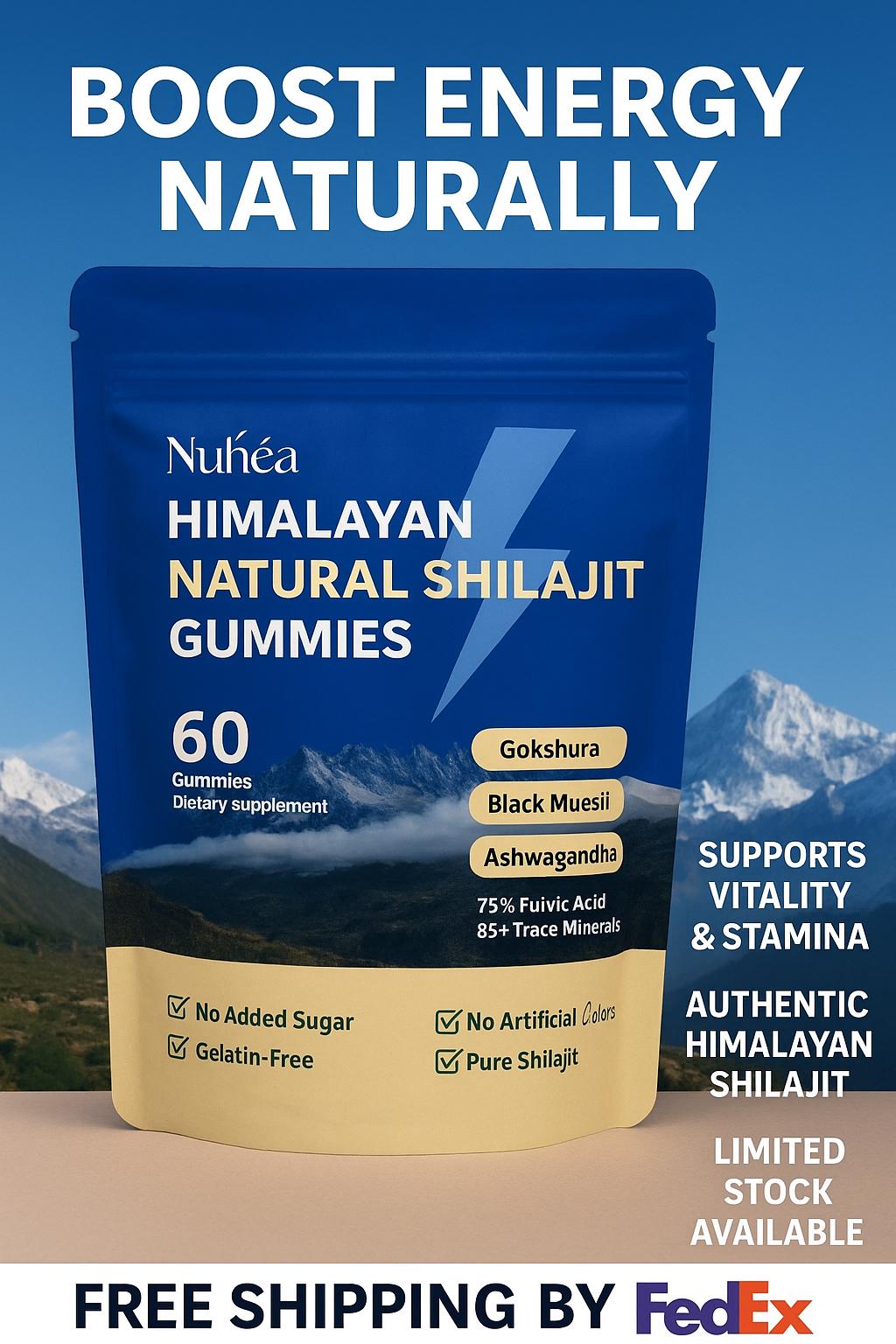 Muhea Himalayan Shilajit Gummies – Natural Energy & Vitality Boost | 60 Gummies