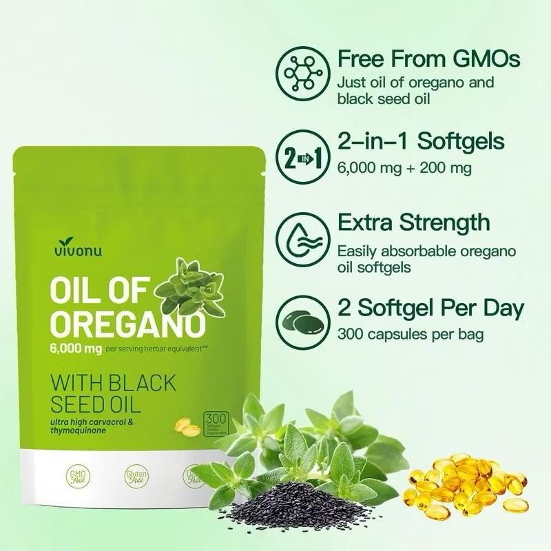 Premium 600 Oregano Capsules with Natural Seed Oil (2 Pack) | Organic Vegan Supplement | Health and Wellness Support