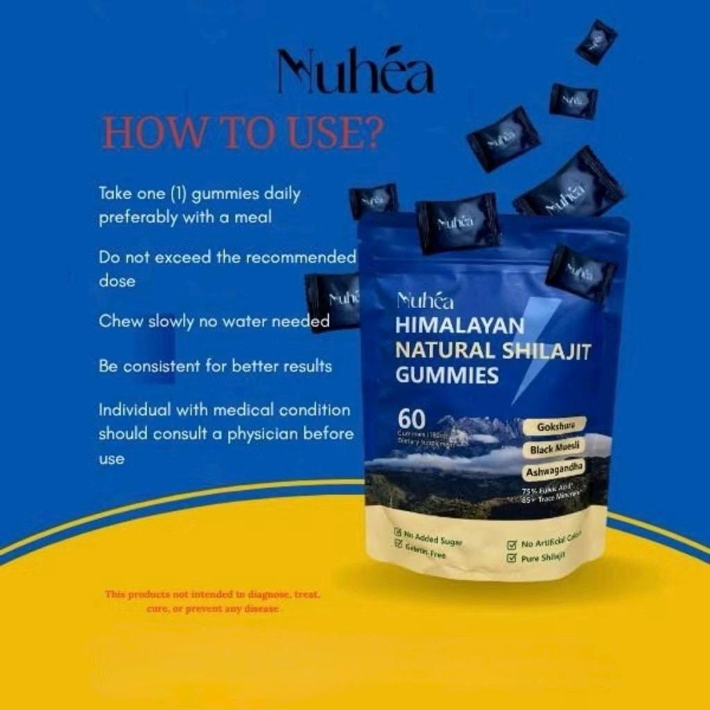 Muhea Himalayan Shilajit Gummies – Natural Energy & Vitality Boost | 60 Gummies