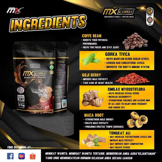 MX Coffee Energy X – Traditional Herbal Coffee for Men | Energy & Focus Booster