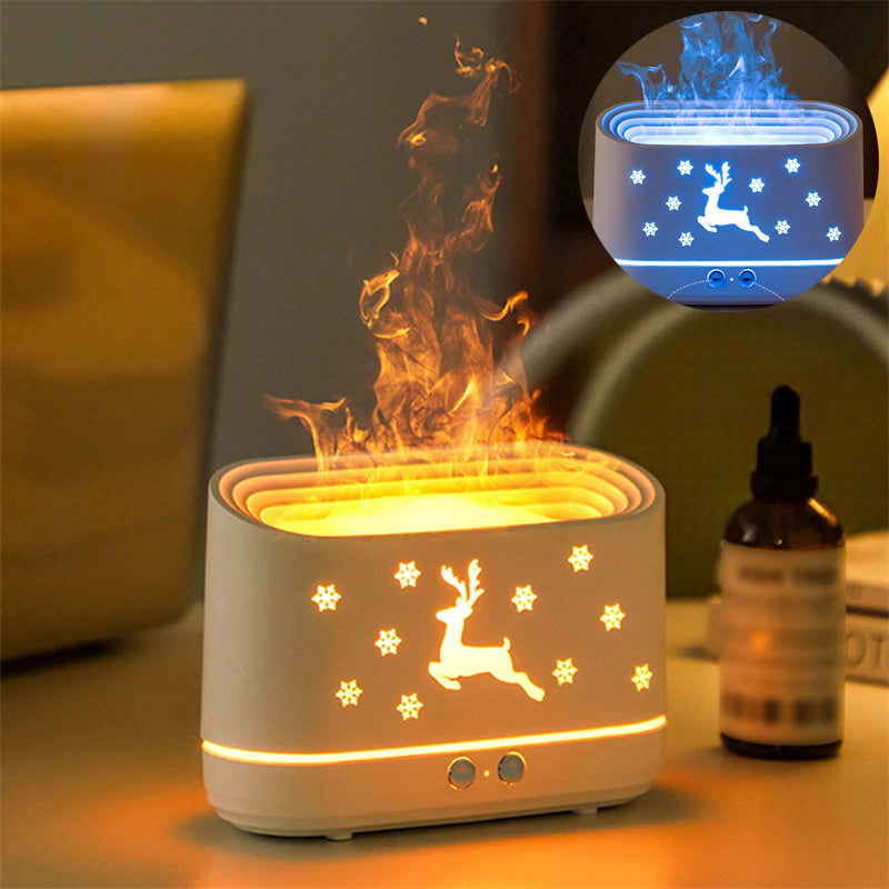 Elk Flame Humidifier Diffuser – Silent Aromatherapy Lamp for Cozy Home Décor