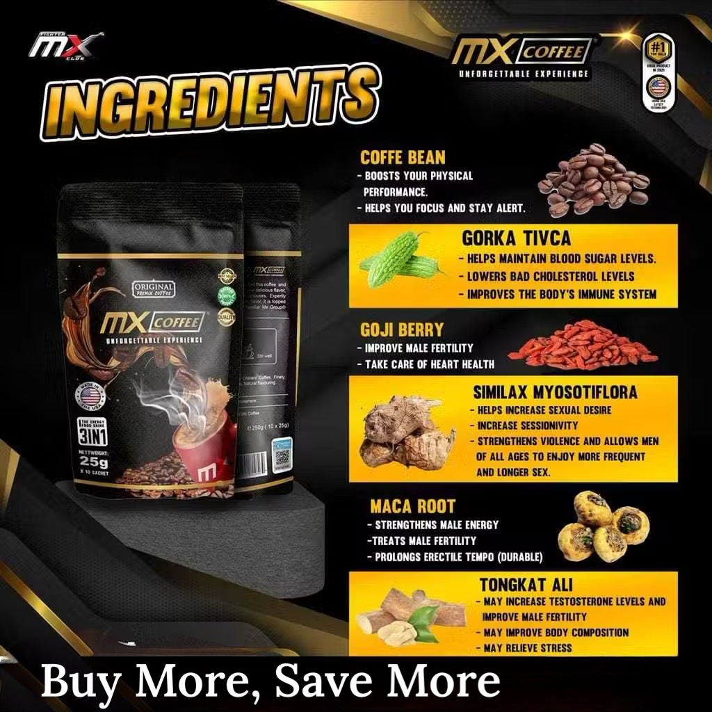 MX Coffee Energy X – Traditional Herbal Coffee for Men | Energy & Focus Booster