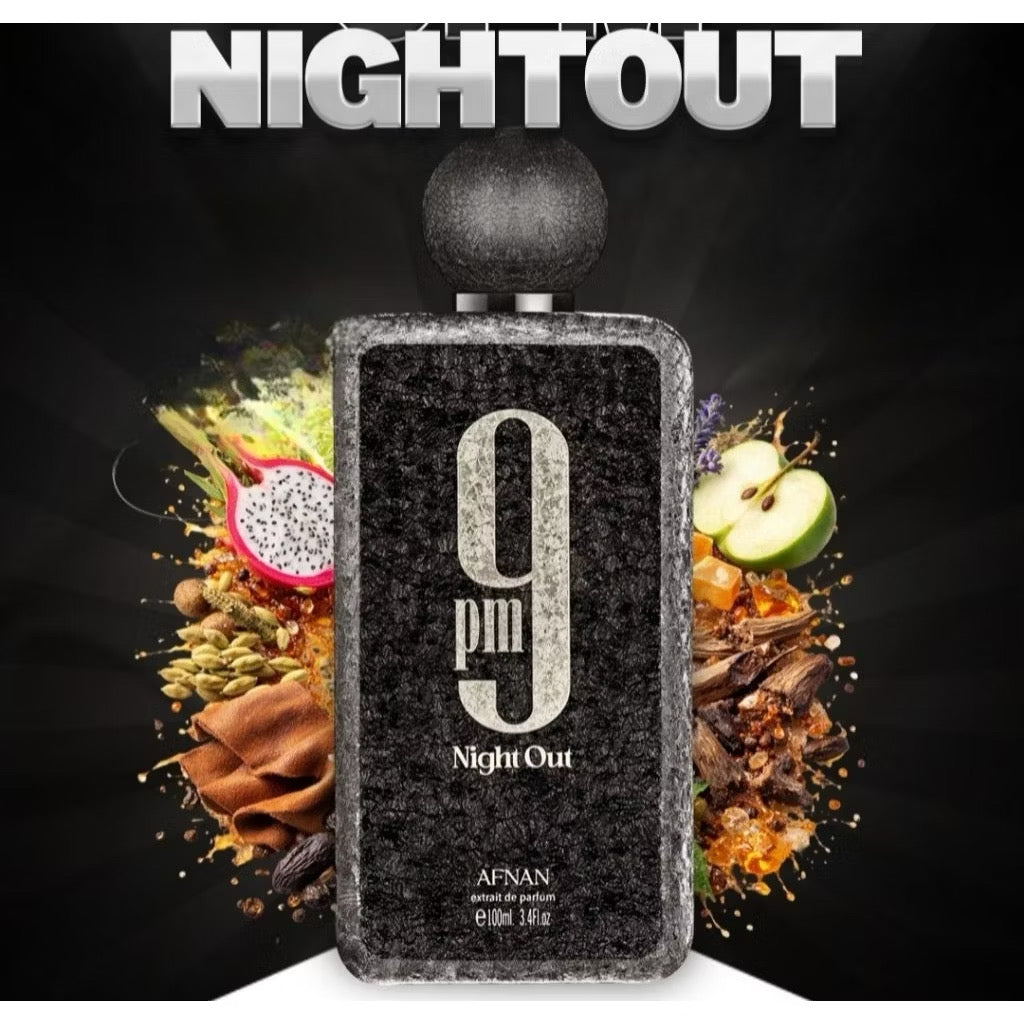 Afnan 9PM Night Out Extrait de Parfum 100ml – Long Lasting Unisex Luxury Fragrance - Free Shipping