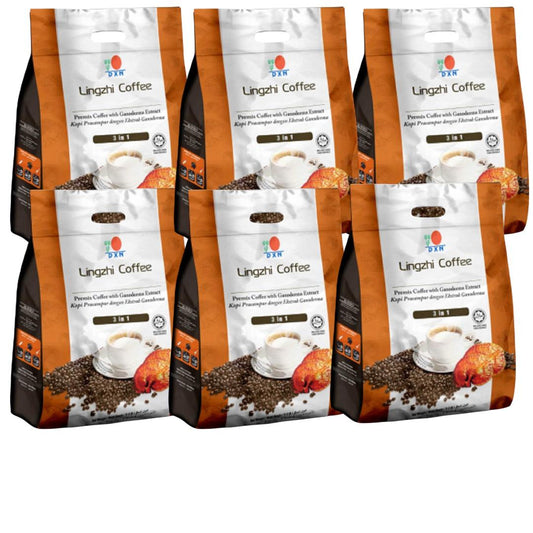 DXN Lingzhi 3-in-1 Coffee – 6 Packs, 20 Sachets | Premium Health Coffee with Ganoderma