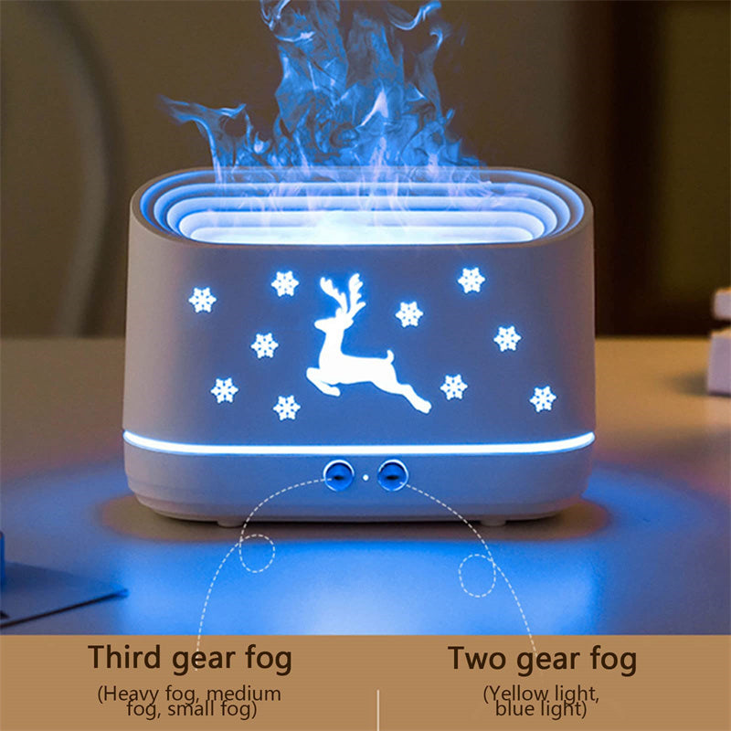 Elk Flame Humidifier Diffuser – Silent Aromatherapy Lamp for Cozy Home Décor