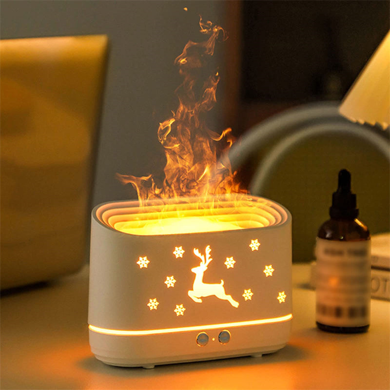 Elk Flame Humidifier Diffuser – Silent Aromatherapy Lamp for Cozy Home Décor