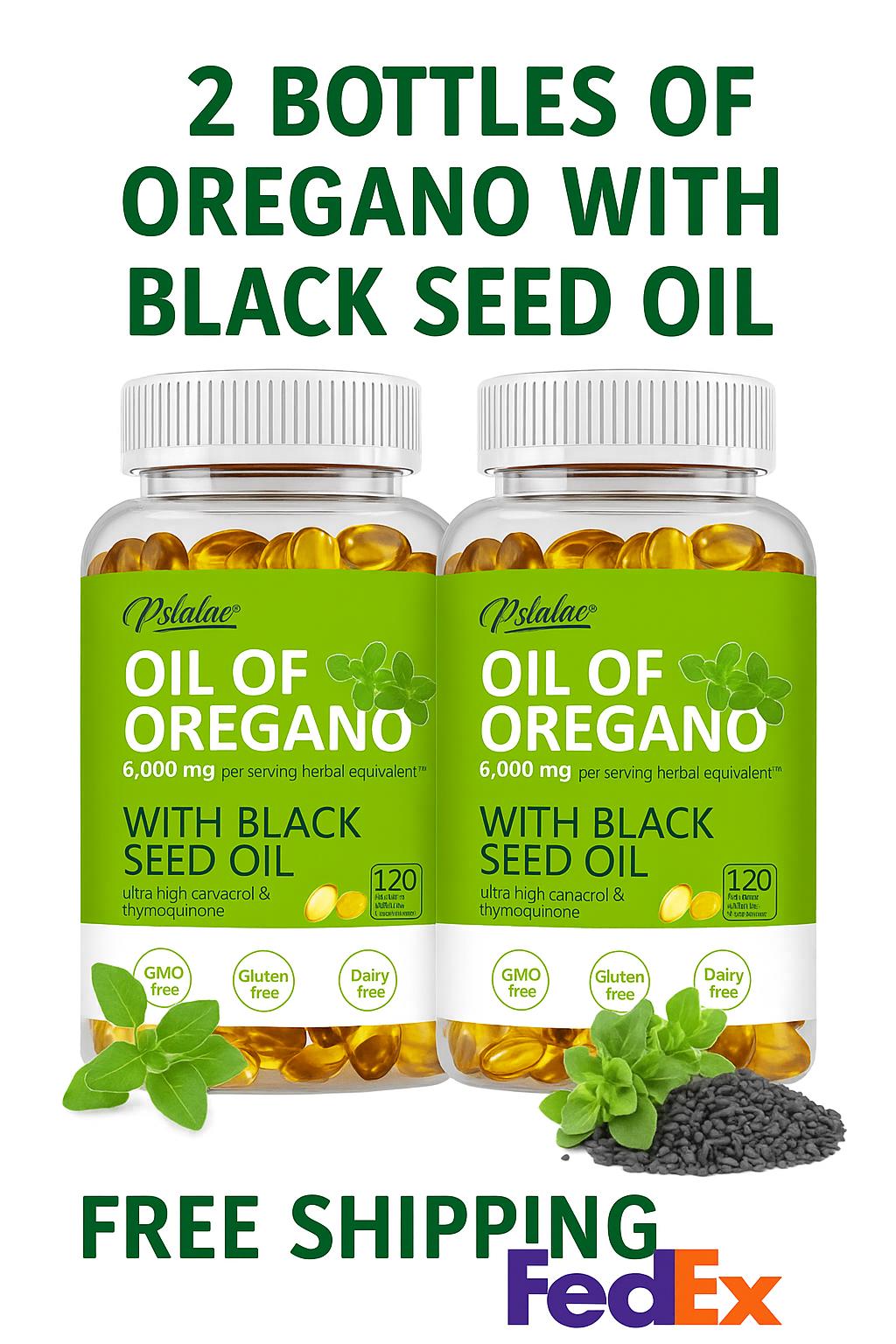 Oregano & Black Seed Oil Capsules: Herbal Supplement, (240 Softgels, 2 Bottles)