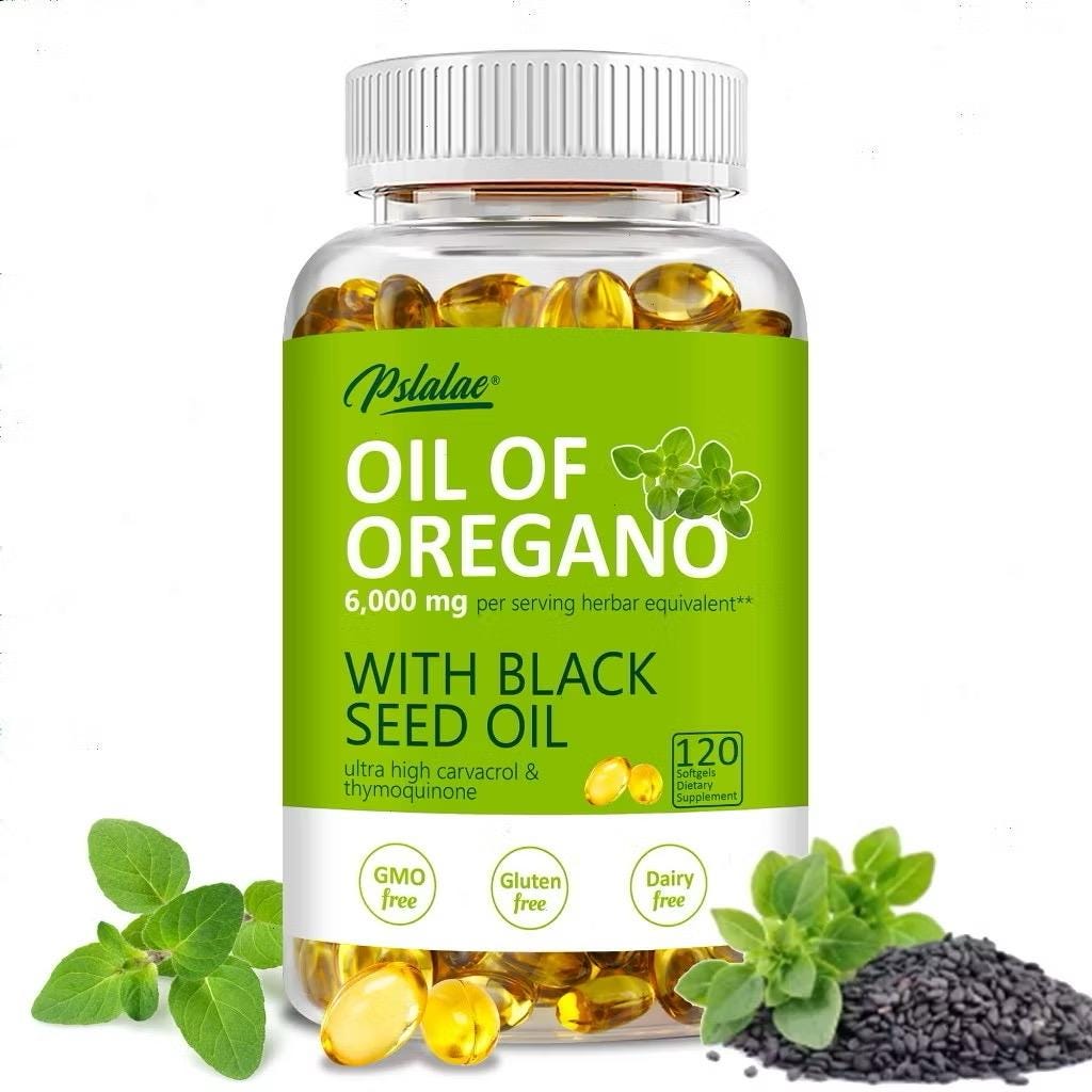 Oregano & Black Seed Oil Capsules: Herbal Supplement, (240 Softgels, 2 Bottles)