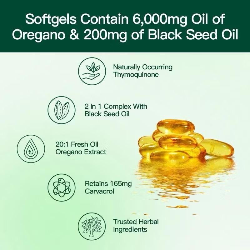 Premium 600 Oregano Capsules with Natural Seed Oil (2 Pack) | Organic Vegan Supplement | Health and Wellness Support