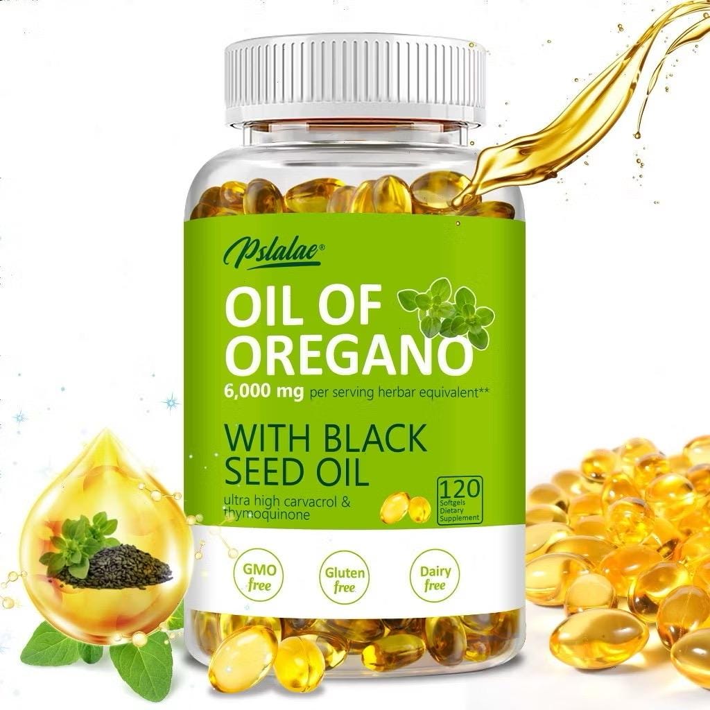 Oregano & Black Seed Oil Capsules: Herbal Supplement, (240 Softgels, 2 Bottles)