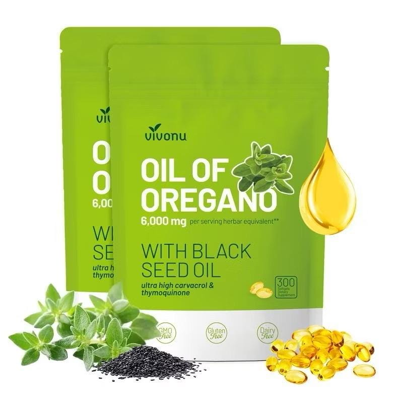 Premium 600 Oregano Capsules with Natural Seed Oil (2 Pack) | Organic Vegan Supplement | Health and Wellness Support